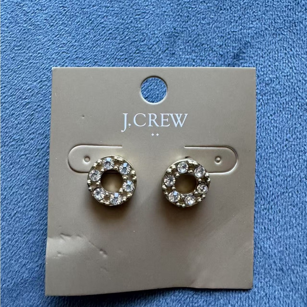 NWT J.Crew Crystal bezel hoop earrings